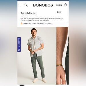 Bonobos travel jeans Green 32/32 Pants